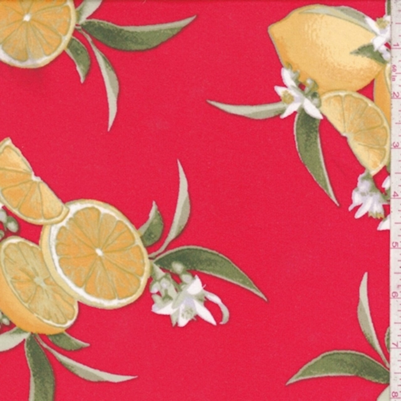 Red Lemon Bunch Double Brushed Jersey Knit Fabric By the Yard